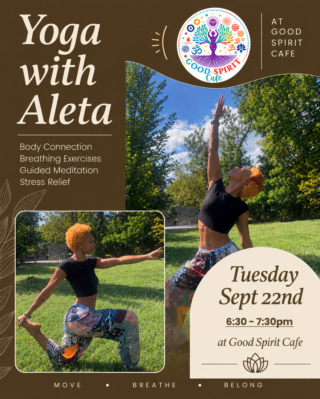 Yoga w/ Aleta @ Good Spirit Cafe | SEP 22nd